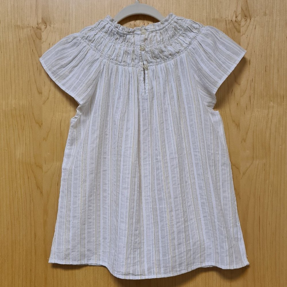 LOFT NWT Shimmer Striped Smocked Shell Top S - Picture 7 of 11